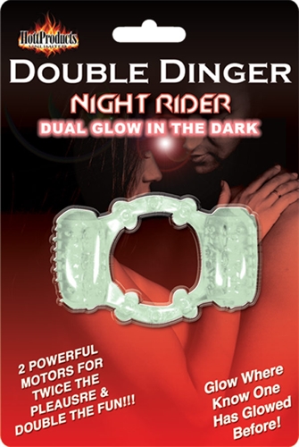 Glow in the dark stretchy jelly cockring with two removable mini bullets. Vibrating mini bullets stimulate the testicles and the clitoris. <br><br> MEASUREMENTS: <br>  Length: 1" (2.54 cm) <br>  Width: 2" (5.08 cm)