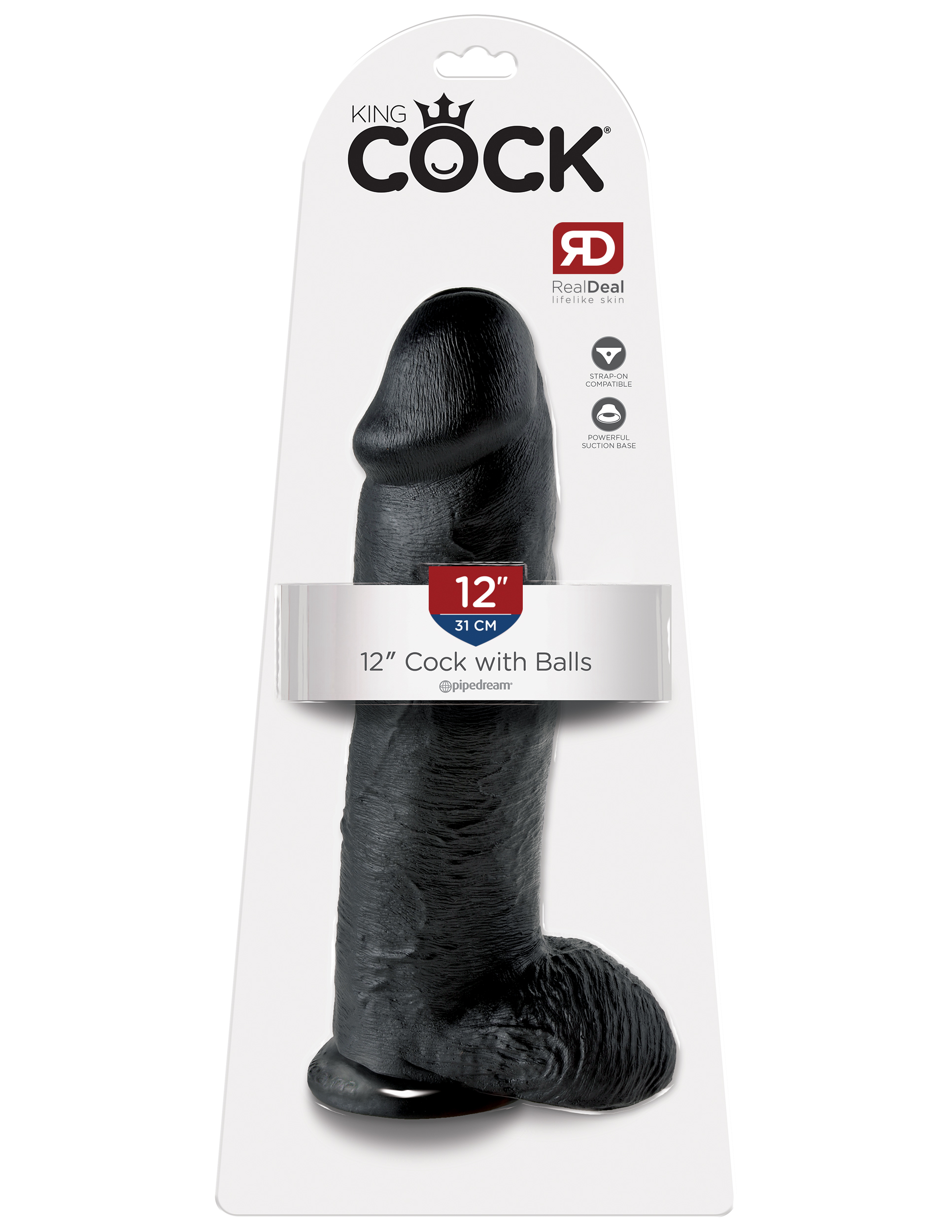 King Cock 12 Inch Cock With Balls - Black - Image 5