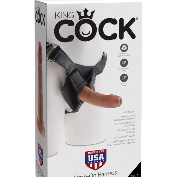 King Cock Strap on Harness With 6 Inch Cock - Tan