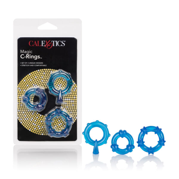 Introduce a sensual surprise to playtime fun with the Magic C-Rings! <br><br> This exotic trio of comfortable and stretchy erection aids magically enhance your seduction stamina for a peak performance every time. The reusable