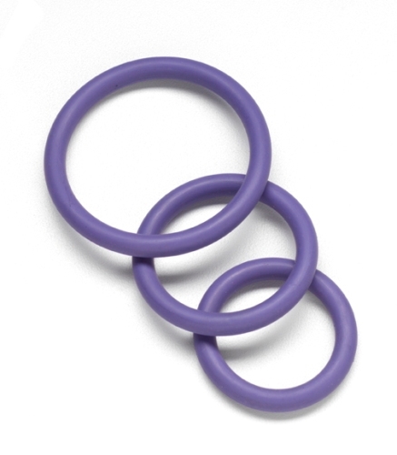 Durable cock rings are made of 100 percent skin-safe nitrile. Ring sizes are 1.25" (3.17 cm)