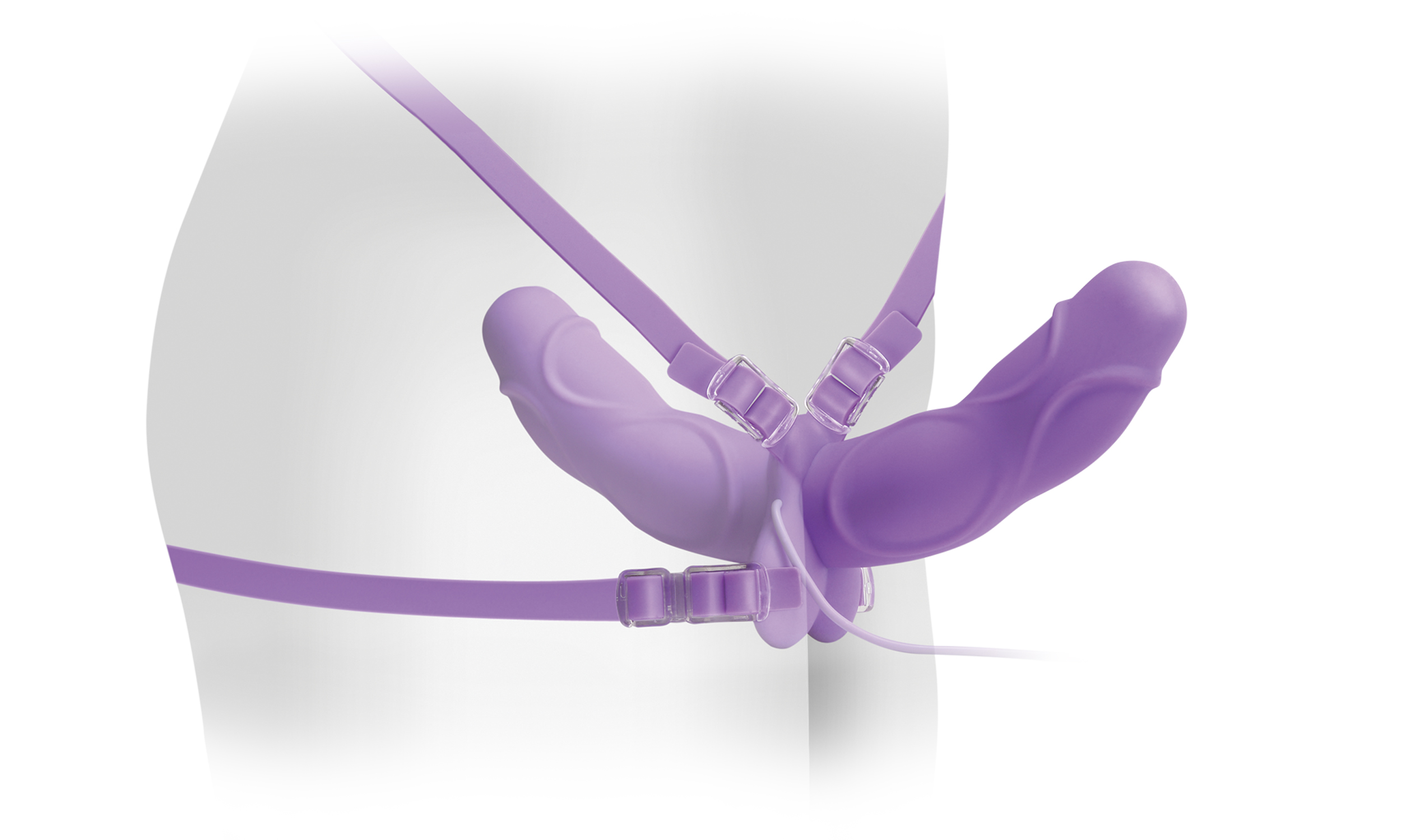 Fetish Fantasy Elite Vibrating Double Delight Strap-on - Purple - Image 2