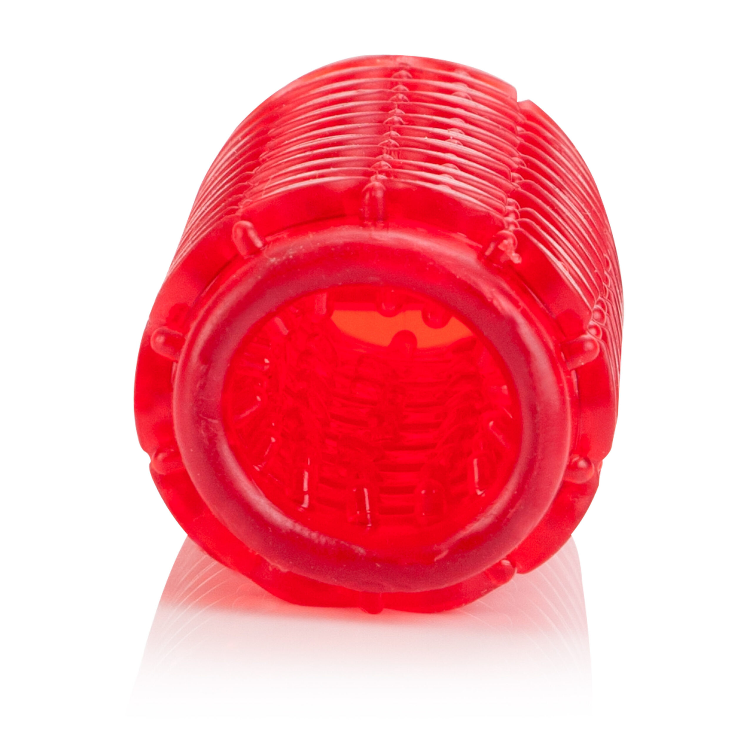Soft tight and stretchy stroker with removable vibrating bullet. 10 functions of vibration pulsation and escalation. Push button controller with LED indicator and plug-in jack. Hold button for 3 seconds to turn off. Pleasure chamber with over 120 well placed ticklers. Ribbed exterior for a secure grip.