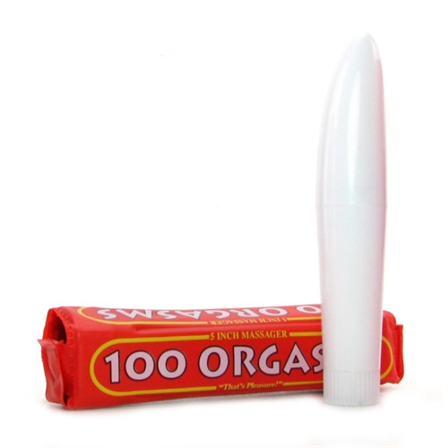 This unique and original 100 O's massager is a handy 5" long hard plastic novelt y slimline massager in a nifty case. Requires one AA battery