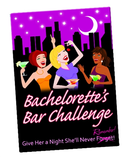 Celebrate your girlfriends last night as a single woman the way it should be created..at a bar or dance club. The bachelorette is assigned many challenges like tying a cherry stem in a knot or receiving a lap dance from a stranger. When the bachelorette wins she gets to assign shots to friends participating in the game.