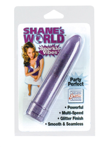 Shane's World Sparkle Vibes are smooth and seamless with a glittery finish. They have multiple speeds and a powerful motor.<br><br> 11.43 cm. x 2.54 cm.