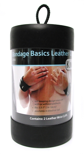 Soft leather that wrap around the wrist securely. Cuffs can easily be unfastened with your teeth or you can pass a padlock through the keeper loop. Fits 5.5 inch wrists.