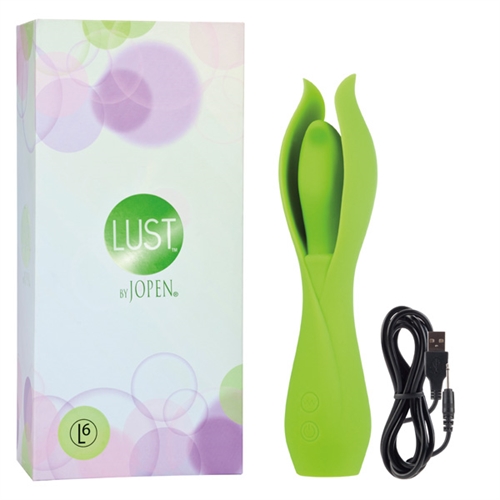 Silicone G massager. Intimately contoured for any woman. Full coverage petals for complete and total arousal. 10 intense functions of vibration pulsation and escalation. Rechargeable battery runs for 2 hours on high speed 3 hours on low speed. Complete charge in 2 hours. Unscented non-porous hypoallergenic. Virtually seamless satin finish Silicone. Auto on and off button with LED indicator light.
