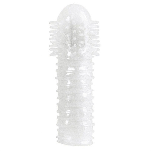 Stretchy glow-in-the-dark sleeve with stimulating nodules inside and out