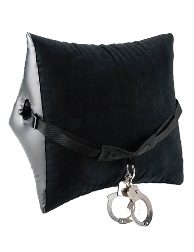 Let your imagination take you beyond your physical limits with the incredible Deluxe Position Master with Cuffs. This inflatable position pillow has a hollow center designed to anchor a super strong nylon strap