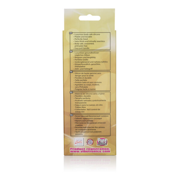 Girlfriend this is booty-licious. Soft smooth and tapered Silicone beaded probe. Perfectly sized. Easy retrieval ring. Body-safe unscented phthalate free.
