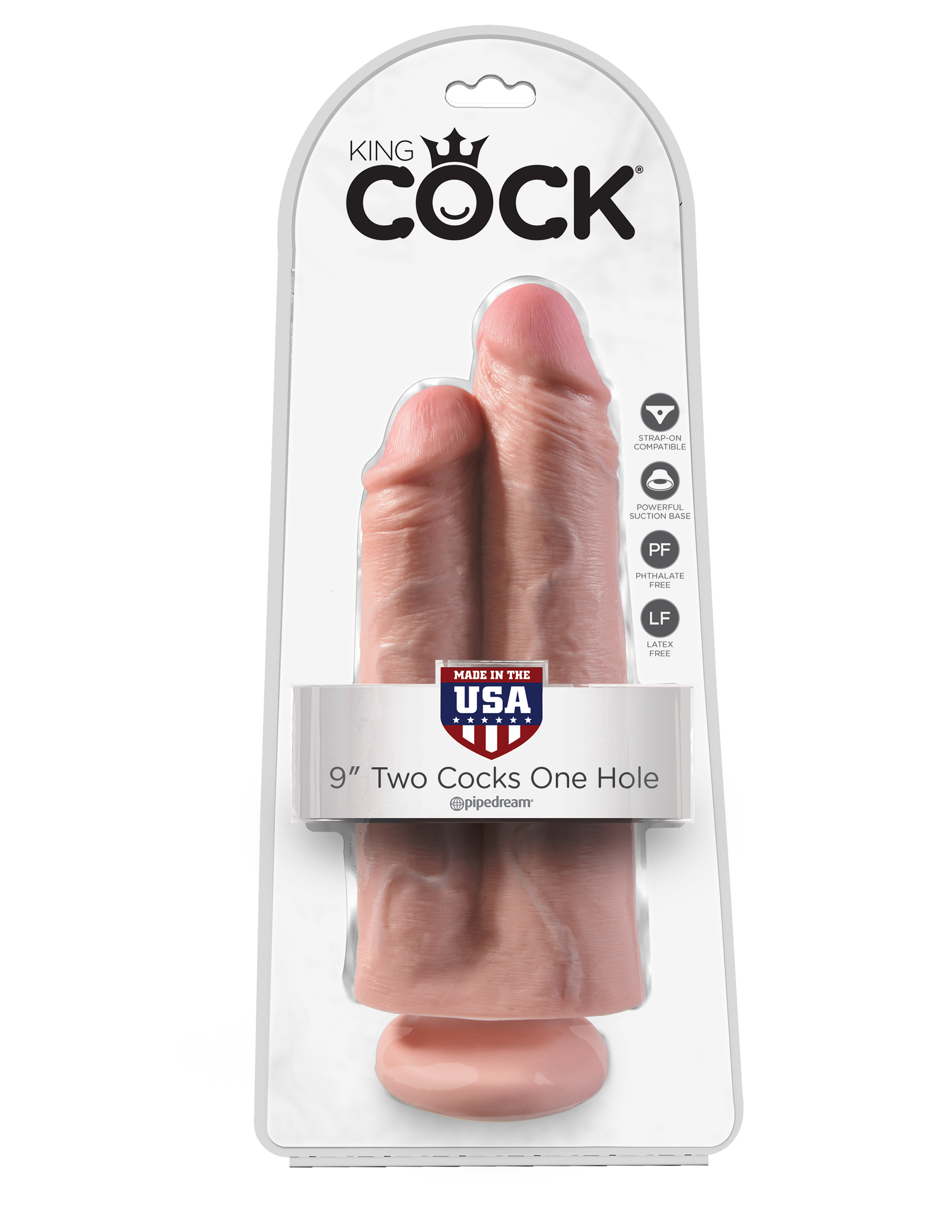 King Cock 9 Inch Two Cocks One Hole - Flesh