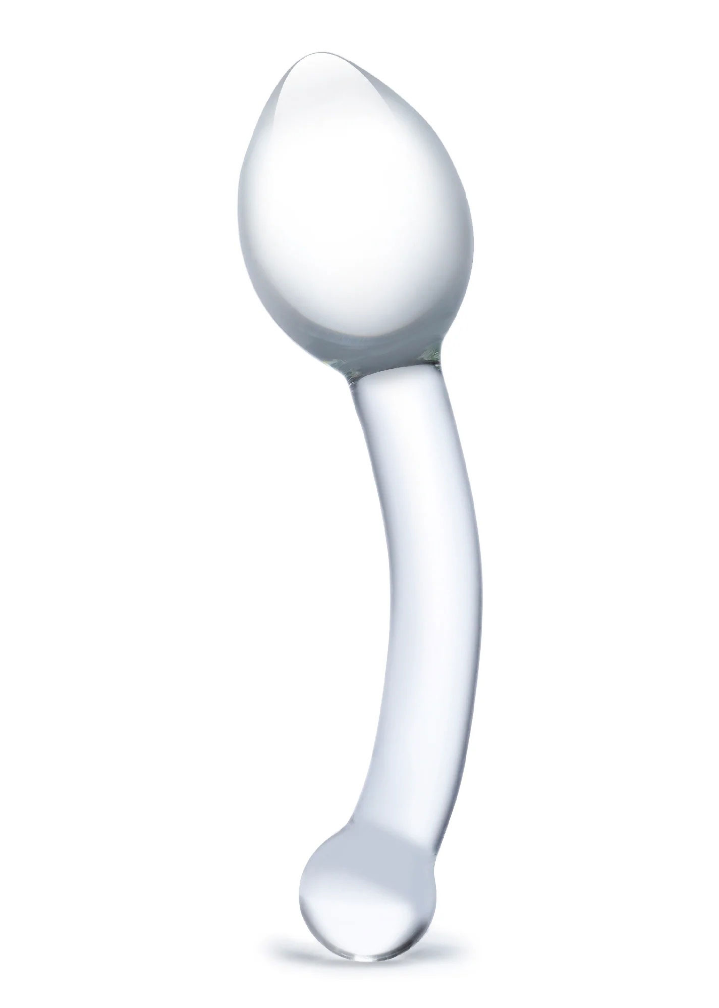 which will retain the heat or cold. 100% Borosilicate glass Handblown and handcrafted glass anal slider Discrete design Curved shape ideal for prostate stimulation Durable design Tapered tip for easy insertion Hypoallergenic Fracture-resistant Compatible with all lubricants Non-porous and hygienic Easy to clean Temperature responsive for sensory play Insertable Length: 6.5" (16.51 cm) Circumference: 6" (15.24 cm) Shaft Diameter: 0.75" (1.91 cm)