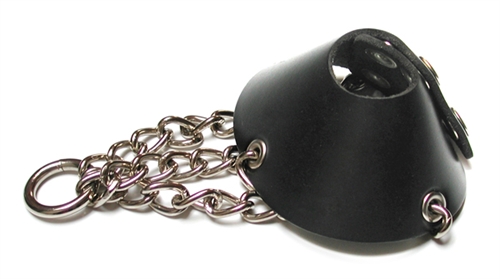 Leather parachute ball stretcher with chain.