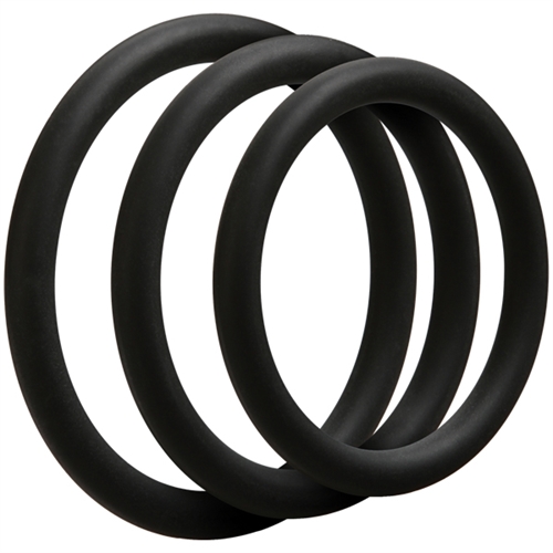 Optimize your experience with these silicone cock rings. The Optimale Thin C-Ring Set offers enhanced size and girth with three rings in 40mm 45mm and 50mm diameters. These rings are ultra stretchable for easy use around the shaft or testicles maintaining those long-lasting erections you have always dreamed of and prolonging your ejaculation.
