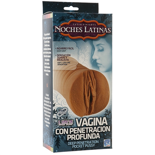 Fulfill your exotic fantasies with the Noches Latinas UR3 Amiga Para La Palma Vagina Con Penetracion Profunda. It is ready to take a pounding wherever and whenever you want it. This gorgeous caramel colored masturbator is made of UR3 for the most incredibly realistic experience. It is also equipped with a longer body than the regular pussy palm pals.