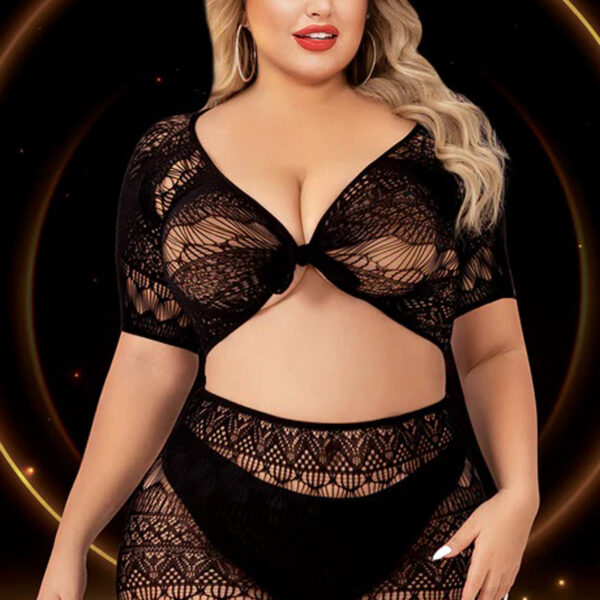 2 Piece Crop Top and Skirt Set - Queen Size - Black