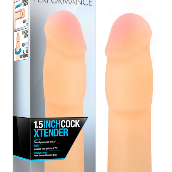 Engineered using our proprietary Sensa Feel technology our 1.5-inch Cock Xtender extends your penis by 1.5 inches and increases your girth. Your partner will love the new you. Sensa Feel was developed to mimic the feel of the human body. Sensa Feel warms to body temperature and had just the right amount of give. Stretch the 1.5 inch Cock Xtender over your erect penis. Enter your partner. Enjoy..