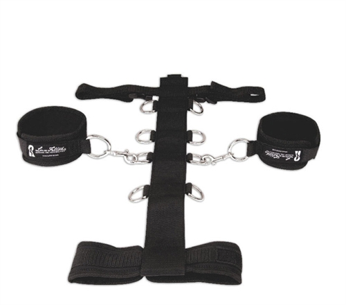 The 3-piece Adjustable Neck and Wristraint Set light bondage gear designed for traditional dominance play. This versatile device restrains without fully incapacitating. Perfect for beginners BDSM or couples just looking to try something new.