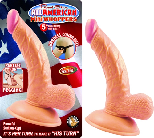 Its her turn to make it his turn with this 5-inch curved dong. The ultimate straight dong for pegging. You will be amazed at how far it will make him shoot. Harness compatible.