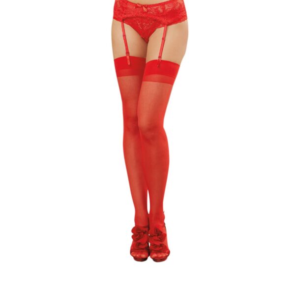 Sheer Thigh High - One Size - Red