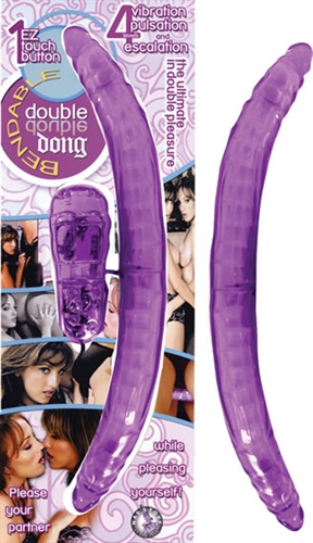 Flexible 14 inch slim double dong. 4 levels of incredible vibration and pulsation. AA batteries not included.