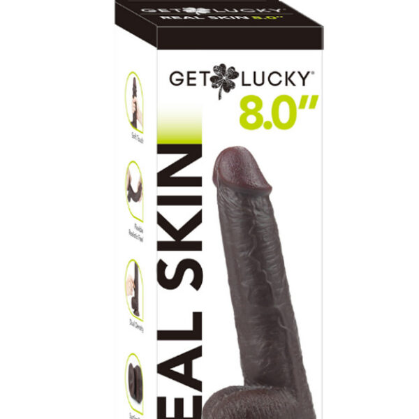 Real Skin 8" Dual Layer Dildo - Dark Brown