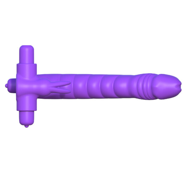 Double the pleasure and double the fun with the incredible Silicone Double Penetrator Rabbit! Now you both can enjoy the thrill of double penetration without having to worry about introducing a third partner into the mix!  Made from our body-safe