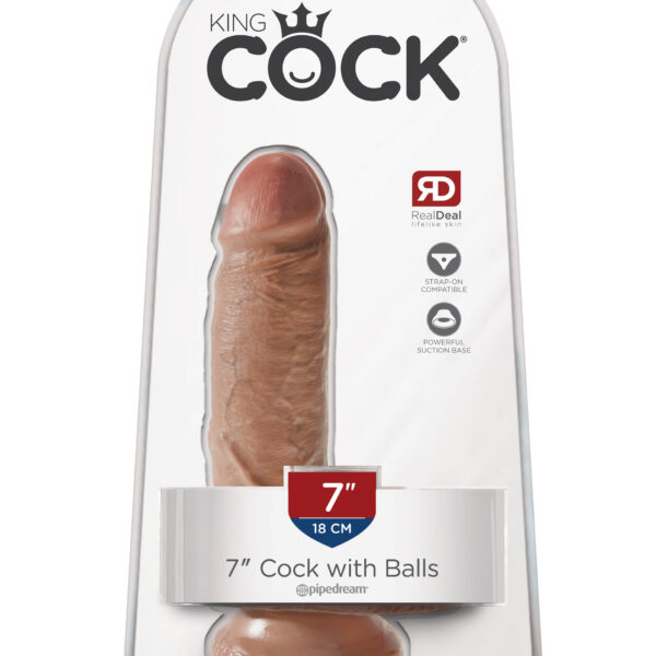 King Cock 7 Inch Cock With Balls - Tan