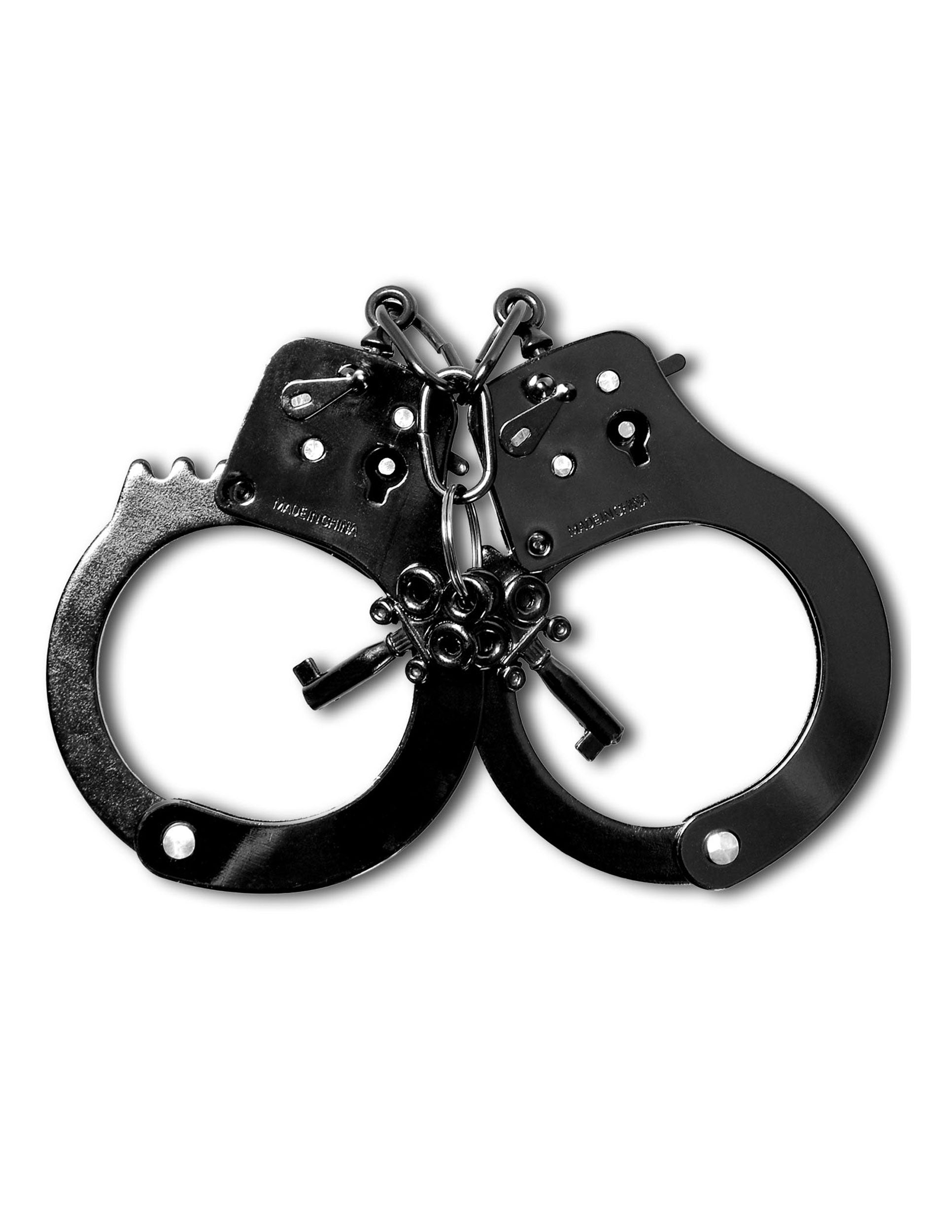 fantasy becomes reality! These anodized metal cuffs are perfect for beginners and strong enough for any level of user. The locking mechanism has a quick-release button in case you lose the key