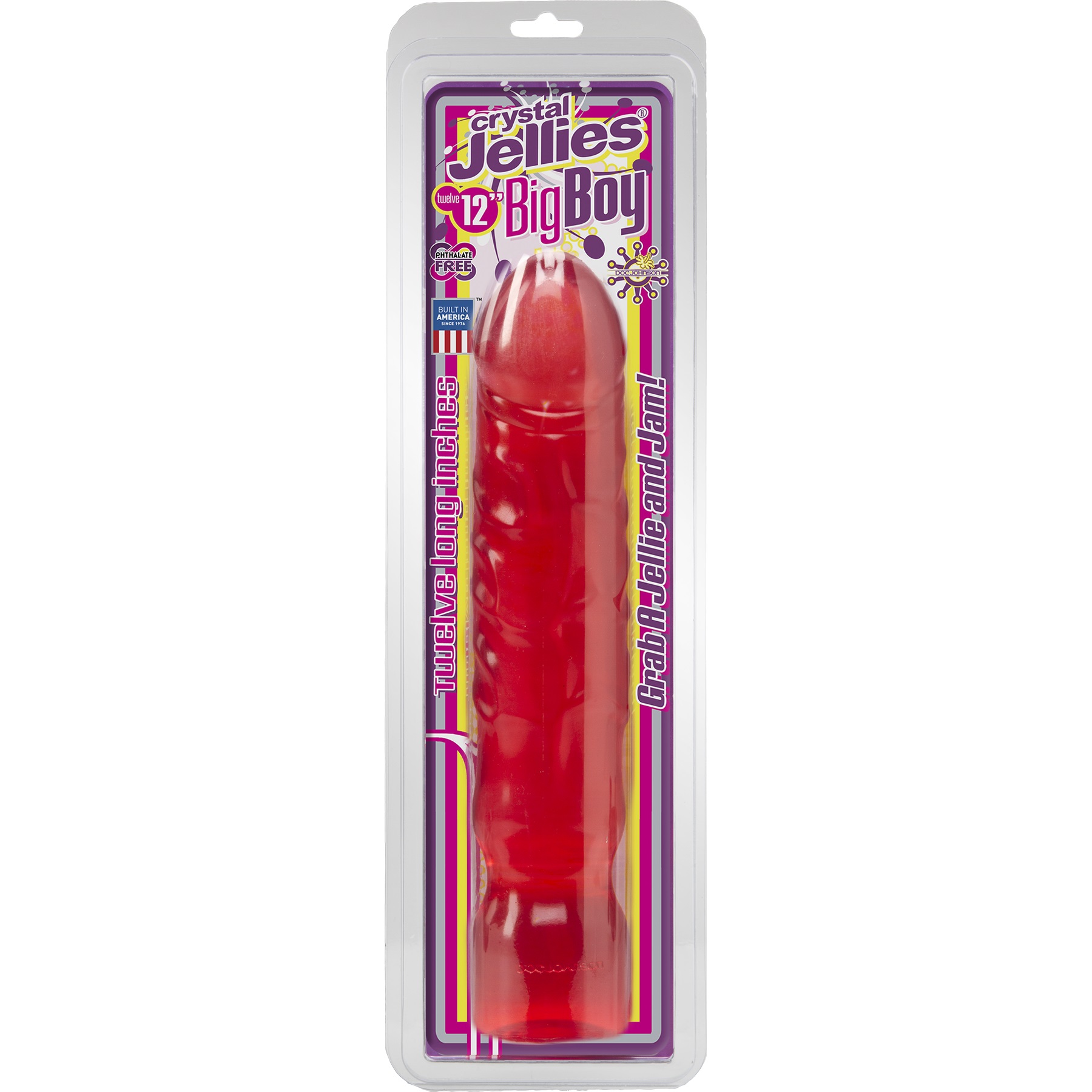Measuring 11.5 inches of insertable length with a thick body and big realistic head. The life like shape with a slight natural curve and thick raised veins for stimulation. Flexible pink rubber jelly gives you lots of work with in terms of positioning but firm enough to satisfy once its in place.