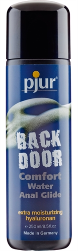 pjur BACK DOOR Water-based lubricant feels like silicone thanks to added   hyaluron. Hyaluron has the unique ability to bind large amounts of water and  plays a key role in ensuring this product's intensive lubricating effect.  Silicone fans will be surprised at pjur BACK DOOR Water-based and how similar  it feels to a silicone-based product. It combines all the benefits of a water- based personal lubricant with extremely long-lasting lubrication. Safe for use  with all types of erotic toys. pjur formulas are Dermatologically tested. <br><br> Direction for use:  <br> Unscrew cap. Squeeze the desired amount . Apply as needed to the area of the  body that requires additional moisture or lubrication. Replace cap after using. <br><br> If irritation or discomfort develops
