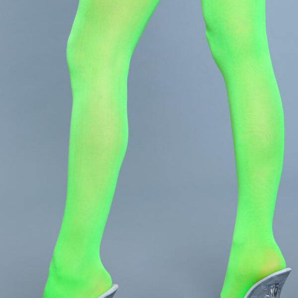 Opaque Nylon Thigh Highs - Neon Green - One Size