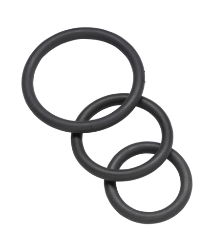Durable cock rings are made of 100 percent skin-safe nitrile. Ring sizes are 1.25 inch 1.5 inch and a 2 inch.