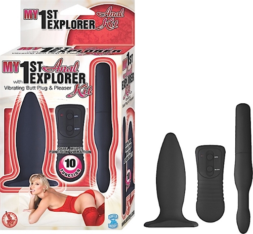 Explore your own erotic adventure with this amazing anal explorer kit with vibrating butt plug and pleaser. 10 dual multi-function vibrations.