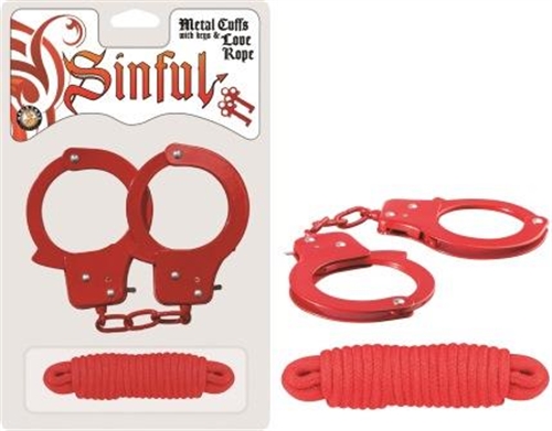 This Sinful set is comprised of iron cuffs with keys and soft cotton rope. Rope length is 118.11"