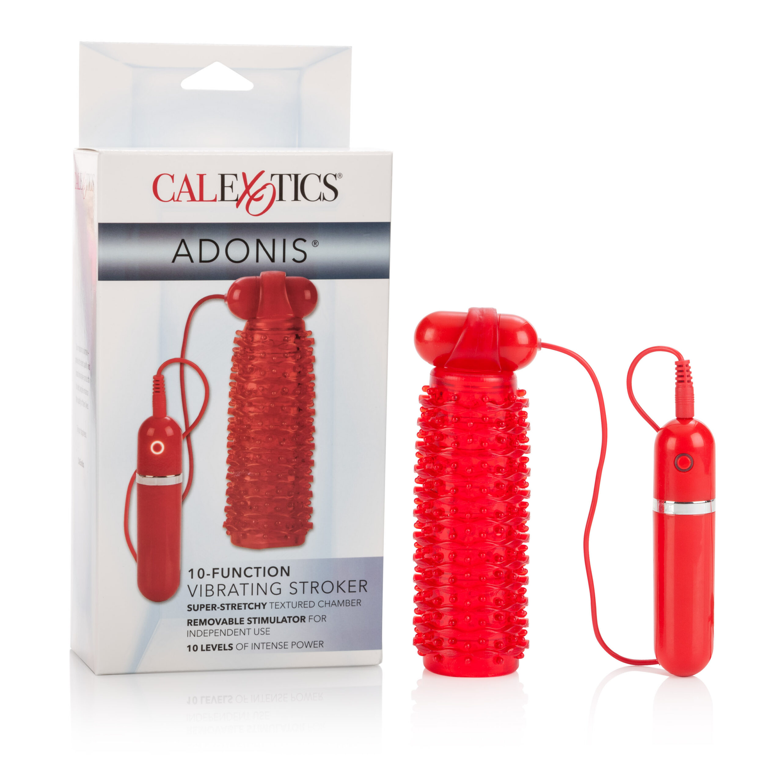 10-Function Adonis Vibrating Strokers - Red - Image 2