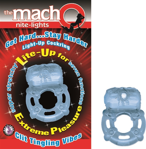 Super stretchy Lite-Up vibrating cockring. Nubby vibrating clitoral ticklers. AG10 battery included.