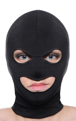 This devious disguise is designed to be comfortable and stretch completely over the head. This lightweight hood features an opening for both the eyes and both and will not hamper breathing or limit eyesight. The exposed mouth leaves open all kinds of naughty possibilities
