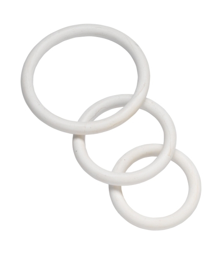 Durable cock rings are made of 100 percent skin-safe nitrile. Ring sizes are 1.25 inch 1.5 inch and a 2 inch.