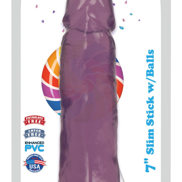 Lollicock 7 Inch Slim Stick With Balls - Grape Ice
