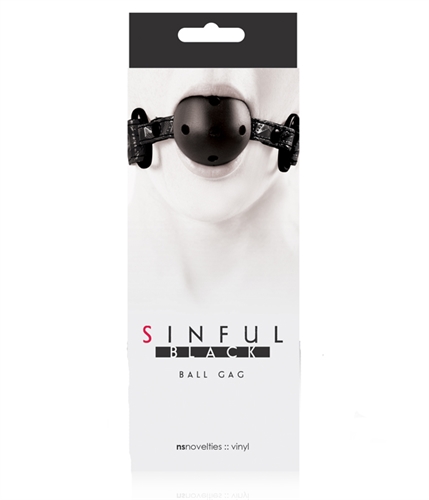 Get kinky in black with the Sinful line. The Ball Gag features a highly adjustable strap with a ventilated ball for maximum comfort and control. Add a spark of excitement to your play time. Designed for extended wear.