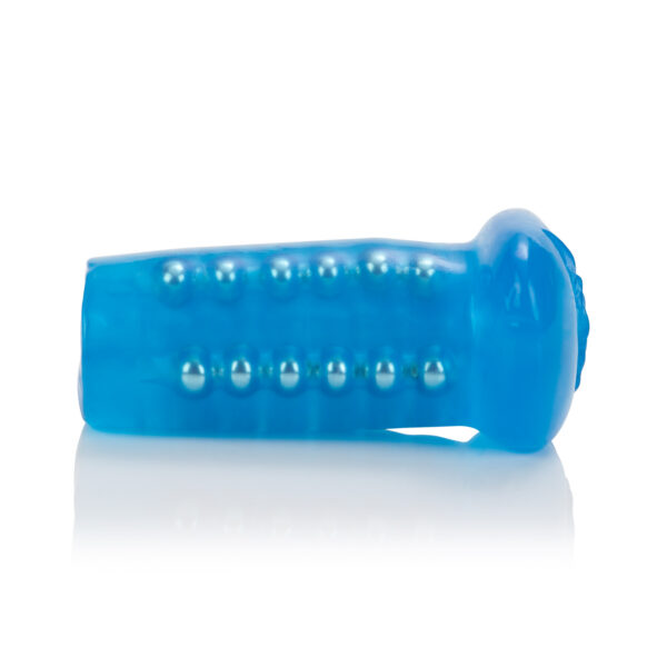 Soft stretchy and super tight masturbator 4 rows of silver stroker beads Ridged chamber TPR masturbator ABS with silver plating beads