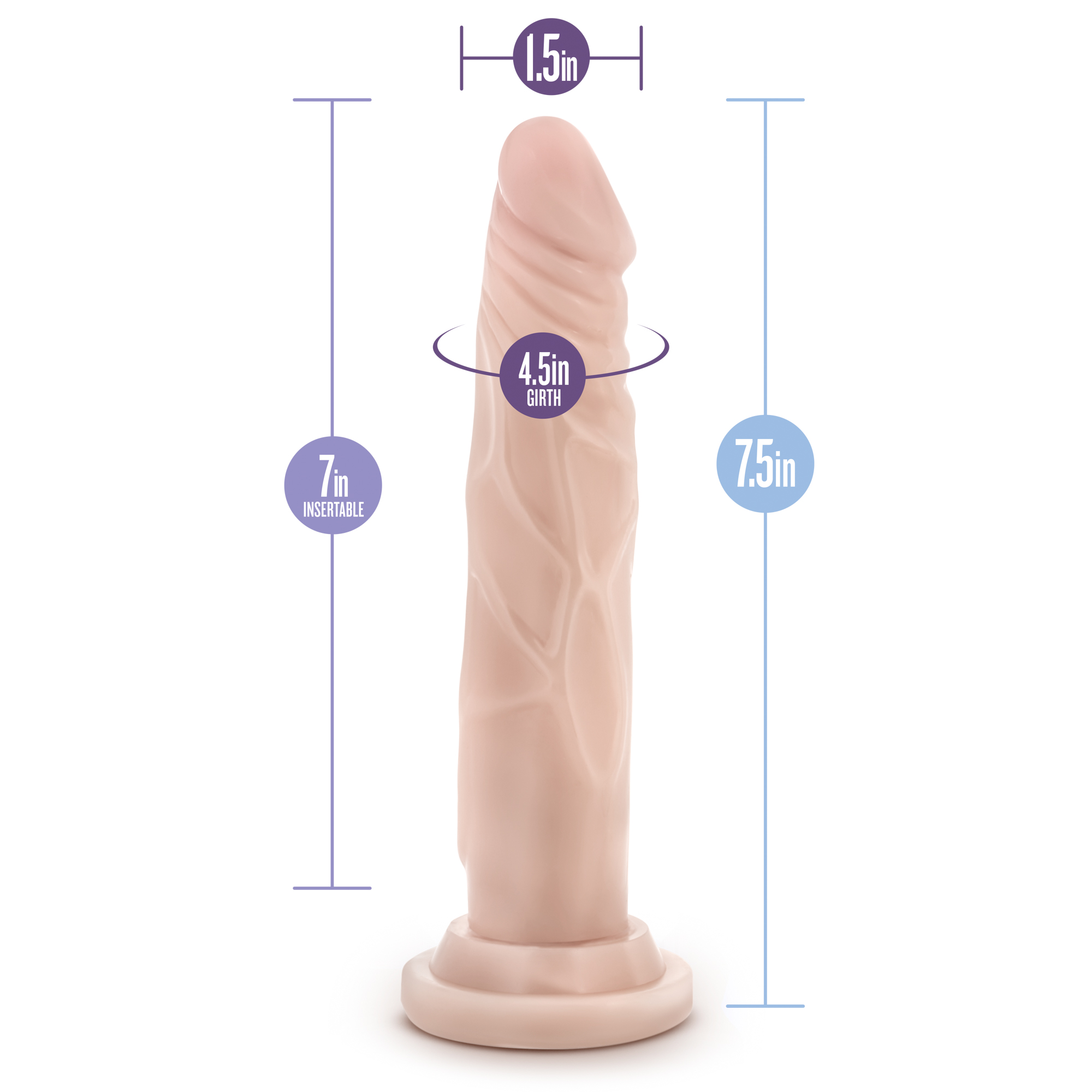clean surface. - It's also o-ring harness compatible. Insertable length: 7" (17.78 cm.) Dr. Skin is made of soft