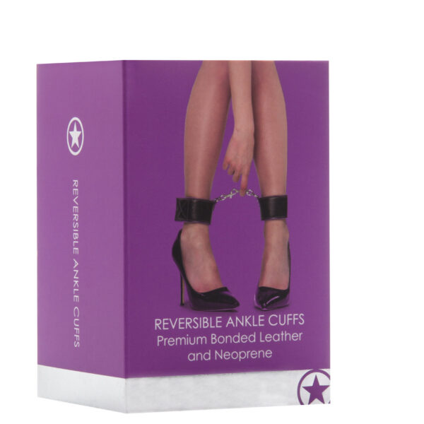 Reversible Ankle Cuffs Premium Bonded Leather and  Neoprene - Purple