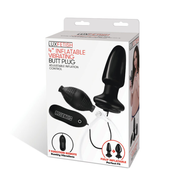 Lux Fetish 4" Inflatable Vibrating Butt Plug