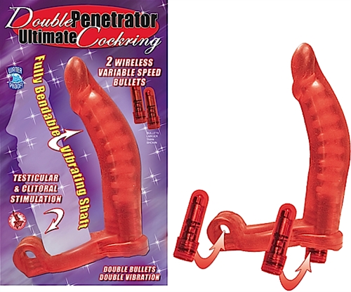 Waterproof flexible shaft with variable speed bullet. Super stretchy cockring with a multi-speed bullet for incredible testicular and clitoral stimulation. 6 batteries included.