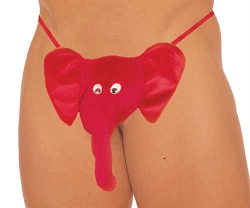 Be wild in the bedroom when wearing this exotic red elephant g-string. <br> Hanging