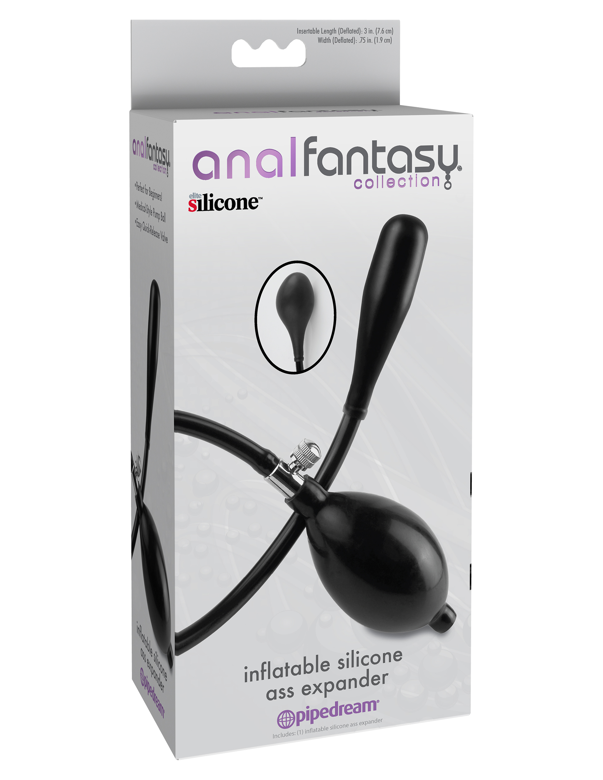 Anal Fantasy Collection Inflatable Silicone Ass Expander - Black - Image 3