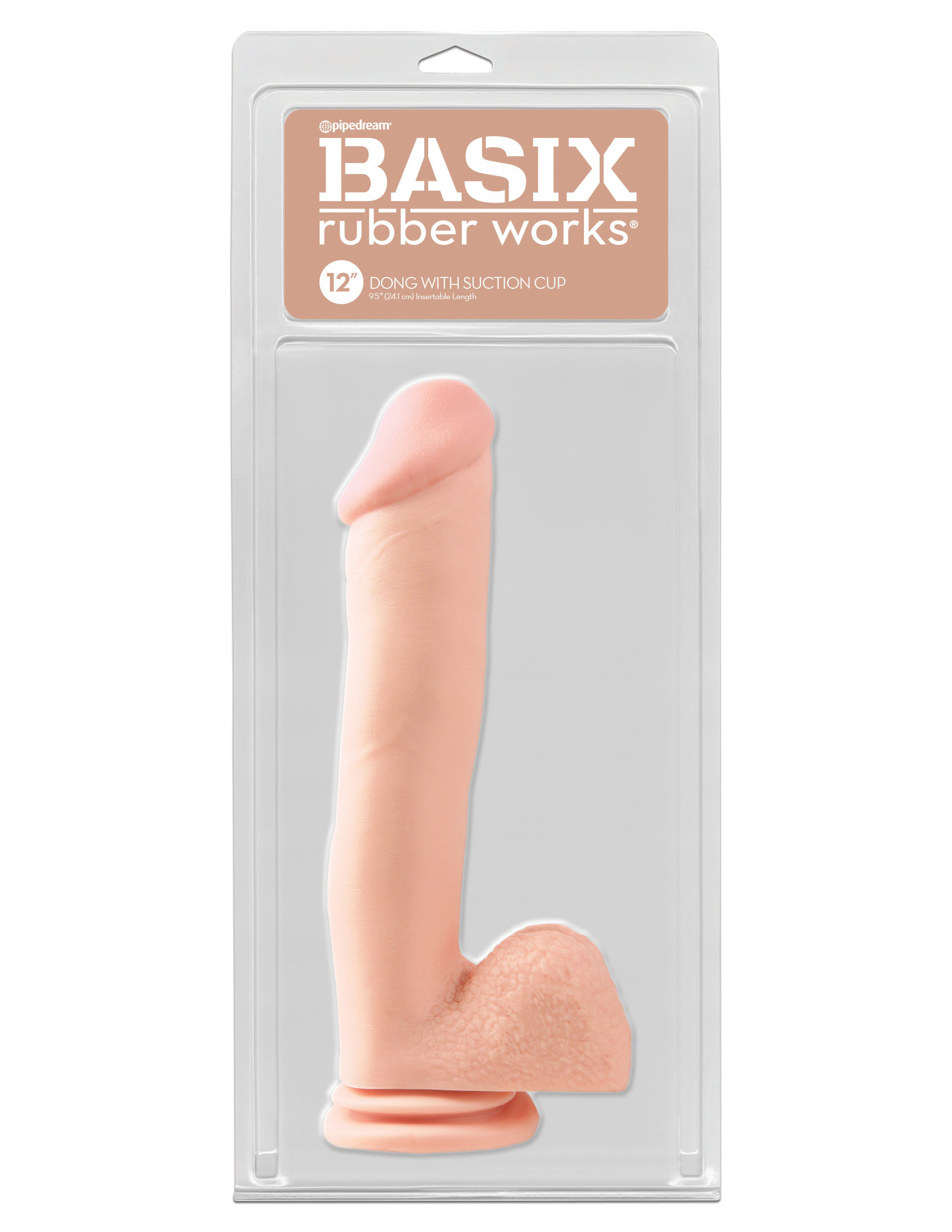 Basix dildos are soft and comfortable with flexibility that easily adapts to any of your favorite positions. The powerful suction cup sticks to most hard surfaces for hands-free fun and doubles as a sturdy base that is compatible with most strap-on harnesses. Insertable Length: 9.5" (24.1 cm)